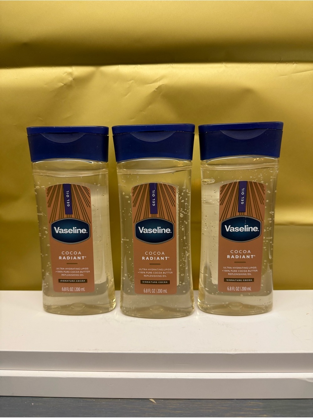 Vaseline Intensive Care Cocoa Radiant Glowing Skin Body Gel Oil 6.8 fl oz x3